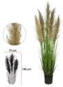 Ver imagem 1 de Planta Artificial Folhagem Grass Pampas C/pote X5 Verde 1,50cm