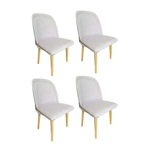 Kit 4 Cadeiras Sala Jantar Aço Champanhe Vianney Jbv Móveis: Bege