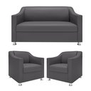 Ver imagem 1 de Recepção Clínica Sofisticada: Namoradeira 2l + 2 Poltronas Cinza-escuro