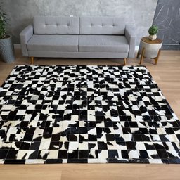 Tapete de Couro Preto e Branco Quadriculado 200x250 Placa de 10cm - 3