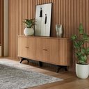 Ver imagem 1 de Balcão Buffet Curvo 4 Portas 180cm 100% Mdf Freijó Preto Fosco Dalla Costa