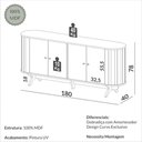 Ver imagem 3 de Balcão Buffet Curvo 4 Portas 180cm 100% Mdf Freijó Preto Fosco Dalla Costa
