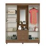 Guarda Roupa Solteiro 4 Portas Carvalho Oak com Espelho - 3