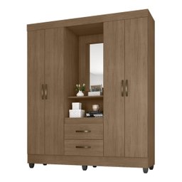Guarda Roupa Solteiro 4 Portas Carvalho Oak com Espelho - 2