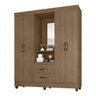 Guarda Roupa Solteiro 4 Portas Carvalho Oak com Espelho - 2