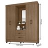 Guarda Roupa Solteiro 4 Portas Carvalho Oak com Espelho - 4