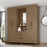 Guarda Roupa Solteiro 4 Portas Carvalho Oak com Espelho - 1