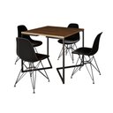 Ver imagem 6 de Mesa Jantar Industrial Quadrada 90Cm Amêndoa Base V Com 4 Cadeiras Pretas Ferro Preto Cor: Amendoa