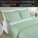 Ver imagem 2 de Conjunto Cama Casal King Size Agata Bordada 200 Fios Super Elegante:verde