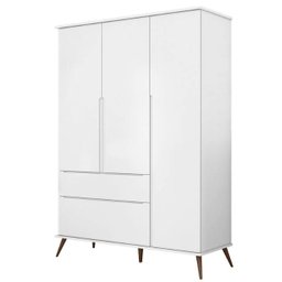 Quarto Retrô Infantil Completo Melinda Branco – Guarda-Roupa, Cômoda com Porta e Berço Ana 3 em 1 – - 3