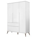 Ver imagem 3 de Quarto Retrô Infantil Completo Melinda Branco – Guarda-Roupa, Cômoda com Porta e Berço Ana 3 em 1 –
