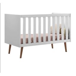 Quarto Retrô Infantil Completo Melinda Branco – Guarda-Roupa, Cômoda com Porta e Berço Ana 3 em 1 – - 2