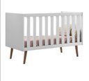 Ver imagem 2 de Quarto Retrô Infantil Completo Melinda Branco – Guarda-Roupa, Cômoda com Porta e Berço Ana 3 em 1 –