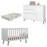 Quarto Retrô Infantil Completo Melinda Branco – Guarda-Roupa, Cômoda com Porta e Berço Ana 3 em 1 – - 6