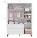 Ver imagem 4 de Quarto Retrô Infantil Completo Melinda Branco – Guarda-Roupa, Cômoda com Porta e Berço Ana 3 em 1 –