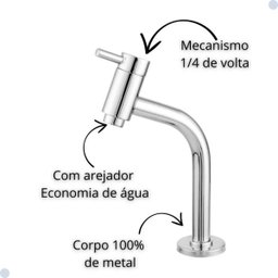 Torneira para Banheiro Link Bica Baixa Cromada - 3