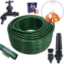 Ver imagem 1 de Mangueira de Jardim 25m Metros Reforçada Trançada + Suporte Alça Plástica Portátil Cinza + Torneira