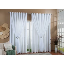 Cortina Gaze De Linho Forro Blackout 4,00x2,20 Sala E Quarto Branco - 1