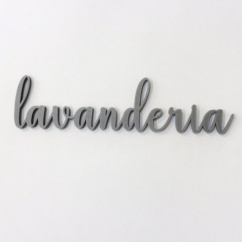 Lavanderia - Adorno De Parede, Quadro, Decoração, Lettering - Toque 3D:Cinza