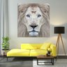 Quadro Decorativo - Leão Branco - Olhos Azuis -100x95cm - 1