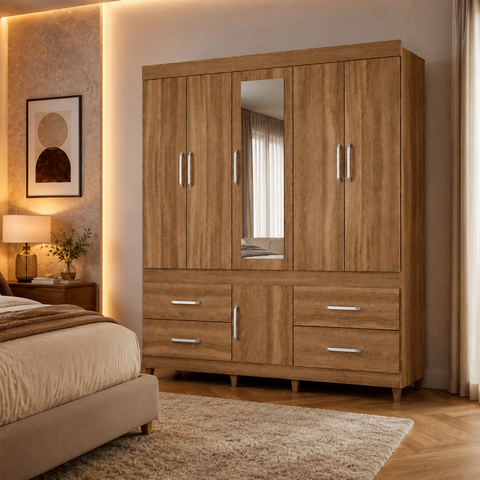 Guarda Roupa Casal 6 Portas 4 Gavetas Guarujá Demóbile