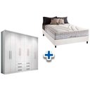 Ver imagem 1 de Cama Box Casal + Colchão American Herval + Guarda Roupa Master 8.6 Branco