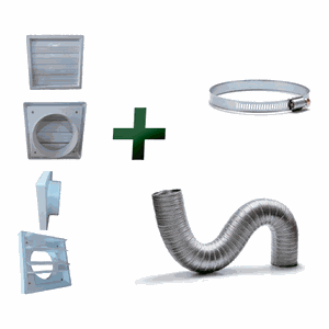Kit p/Instalação Coifa Auto-Fechante 150mm + Duto Semi 5m