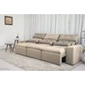 Sofá Retrátil e Reclinável 2,10m C/ 03 Módulos em Tecido Suede Bege - 1