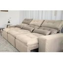 Ver imagem 3 de Sofá Retrátil e Reclinável 2,10m C/ 03 Módulos em Tecido Suede Bege