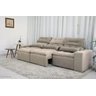 Sofá Retrátil e Reclinável 2,10m C/ 03 Módulos em Tecido Suede Bege - 2