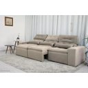 Ver imagem 2 de Sofá Retrátil e Reclinável 2,10m C/ 03 Módulos em Tecido Suede Bege