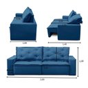 Ver imagem 3 de Sofá Retrátil e Reclinável 3 Lugares com Molas 2,00m Aline Suede Azul Rover & Beato