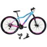 Bicicleta Aro 29 Feminina Absolute Hera Alumínio 21v Câmbios Shimano Suspensão Azul-rosa 17 - 1