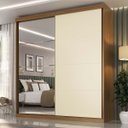 Ver imagem 1 de Guarda Roupa Star Mdf 219cm 2 Portas com Espelho Nogueira/areia 9554