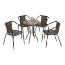 Ver imagem 1 de Conjunto para Jardim com Mesa Vidro 60cm e 4 Cadeiras Junco Sintético Multimóveis Cr8008 Café