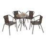 Conjunto para Jardim com Mesa Vidro 60cm e 4 Cadeiras Junco Sintético Multimóveis Cr8008 Café - 1