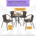 Ver imagem 3 de Conjunto para Jardim com Mesa Vidro 60cm e 4 Cadeiras Junco Sintético Multimóveis CR8008 Café