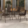 Conjunto para Jardim com Mesa Vidro 60cm e 4 Cadeiras Junco Sintético Multimóveis Cr8008 Café - 2