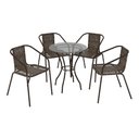 Ver imagem 5 de Conjunto para Jardim com Mesa Vidro 60cm e 4 Cadeiras Junco Sintético Multimóveis Cr8008 Café