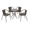 Conjunto para Jardim com Mesa Vidro 60cm e 4 Cadeiras Junco Sintético Multimóveis Cr8008 Café - 5
