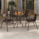 Ver imagem 2 de Conjunto para Jardim com Mesa Vidro 60cm e 4 Cadeiras Junco Sintético Multimóveis CR8008 Café