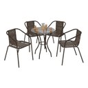 Ver imagem 1 de Conjunto para Jardim com Mesa Vidro 60cm e 4 Cadeiras Junco Sintético Multimóveis CR8008 Café
