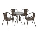 Ver imagem 5 de Conjunto para Jardim com Mesa Vidro 60cm e 4 Cadeiras Junco Sintético Multimóveis CR8008 Café