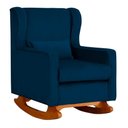 Ver imagem 3 de Poltrona C/ Puff Balanço Amamentação Aurora Veludo Azul Marinho - Lm Decor