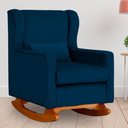 Ver imagem 2 de Poltrona C/ Puff Balanço Amamentação Aurora Veludo Azul Marinho - Lm Decor