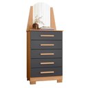 Ver imagem 5 de Guarda Roupa Casal New Fusion 10 Portas e Cômoda New Veneza Freijo Titanium - Móveis Albatroz