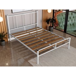 CAMA CASAL TUBOLAR ELOA COM EXTRADO MADEIRA P/ COLCHÃO 188X138 -REFORÇADA -BRANCO - 4
