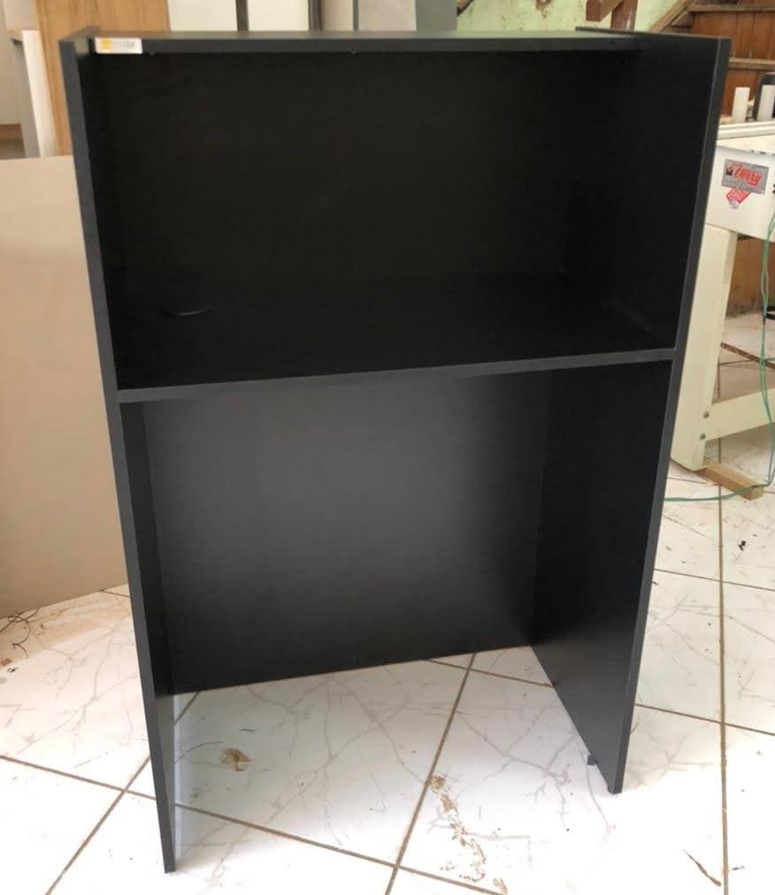 Balcão Preto Reto Atendimento / Recepção Caixa Vallet Em Mdf Cor:Preto