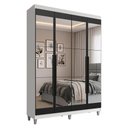 Ver imagem 2 de Guarda-Roupa Solteiro com Pés 4 Portas Batentes com Espelhos Branco/Preto/Preto Venus Madesa