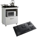 Ver imagem 1 de Kit Balcão Cooktop Kaiki Salvia com 1 Porta Branco e Fogão Cooktop 5 Bocas Itatiaia